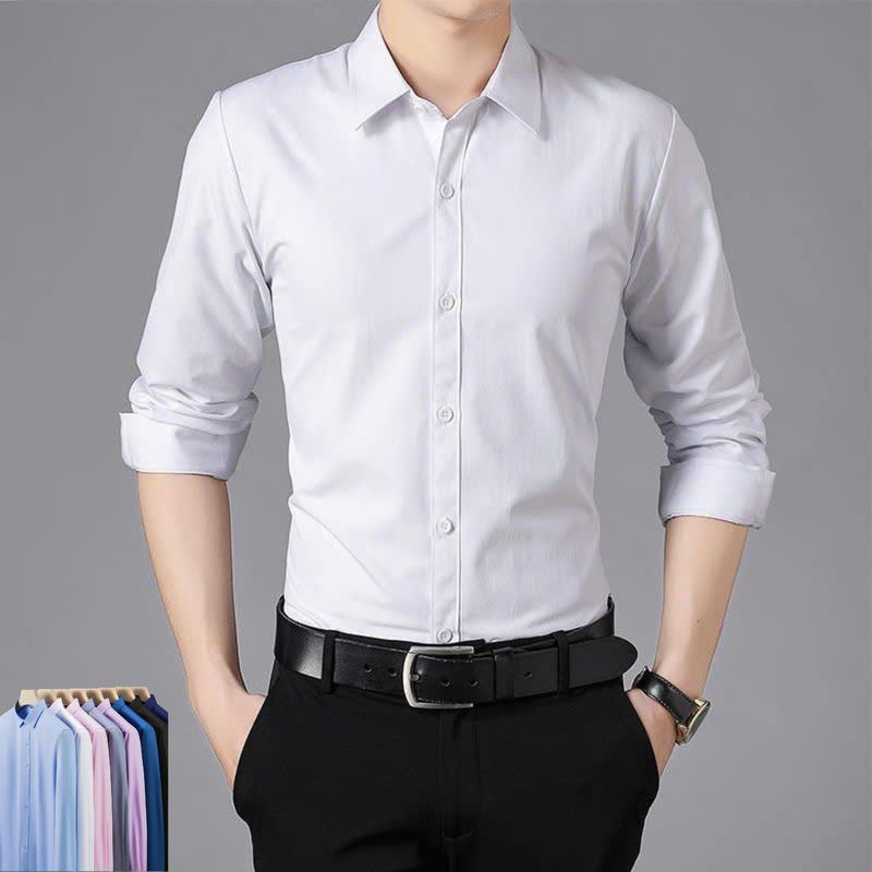 Áo Sơ Mi Trơn Dài Tay Chuẩn Dáng Slimfit Vải lụa cotton Cao Cấp Thanh Lịch Thoải Mái Thoáng Mát Menswear Nam Shirt ♩☛[classic a11] xám☼☚♪ hàn quốc somi oran Jean