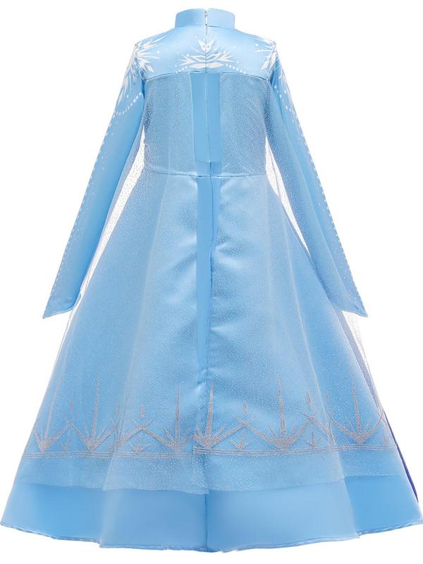 Girls' Ombre Print Mesh Party Dress with All Accessories, Elegant Long Sleeve Dress for Birthday Party, Kids Clothes for All Seasons 1