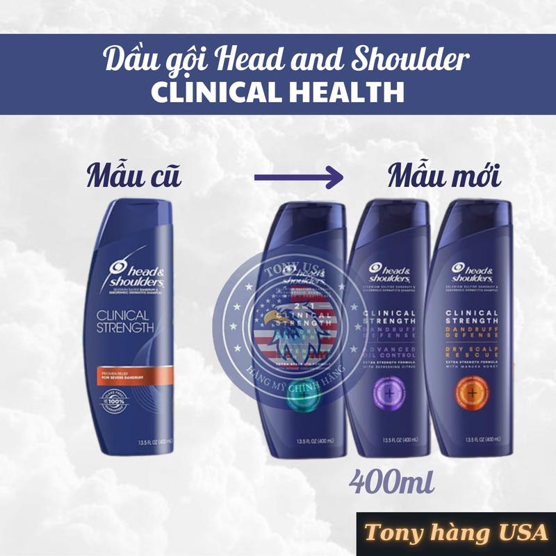 【HÀNG MỸ Dầu Gội Nữ/ Nam Head & Shoulders Clinical Strength 400ml Chăm Sóc Tóc, Giảm Gàu Vượt Trội - Tony Hàng USA