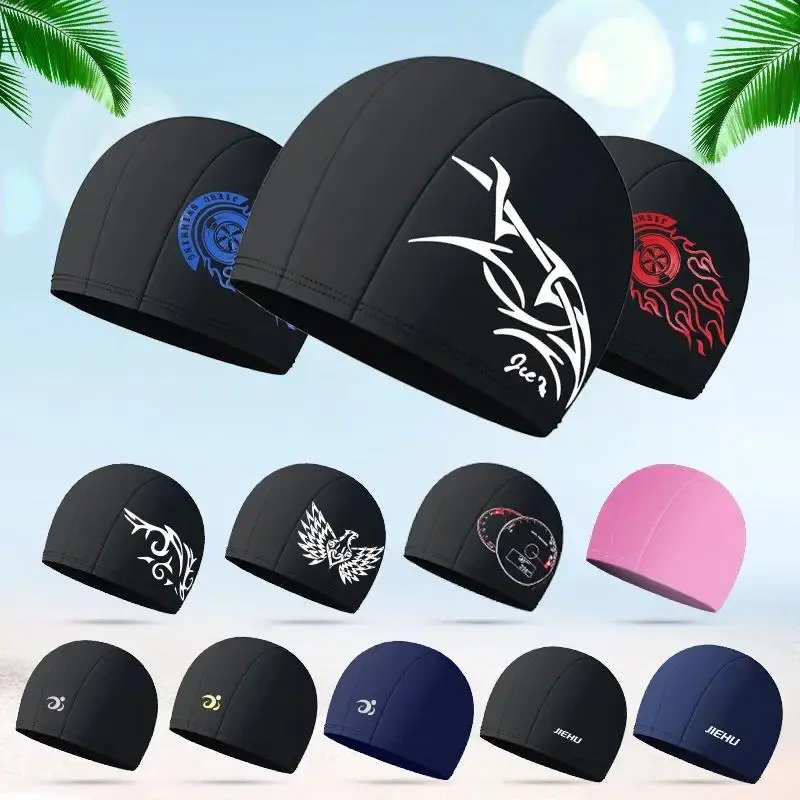 Swimming Caps for Men Women Elastic Nylon Ear Protection Long Hair Swimming Pool Hat Waterproof Bathing Caps Swim Accessories
