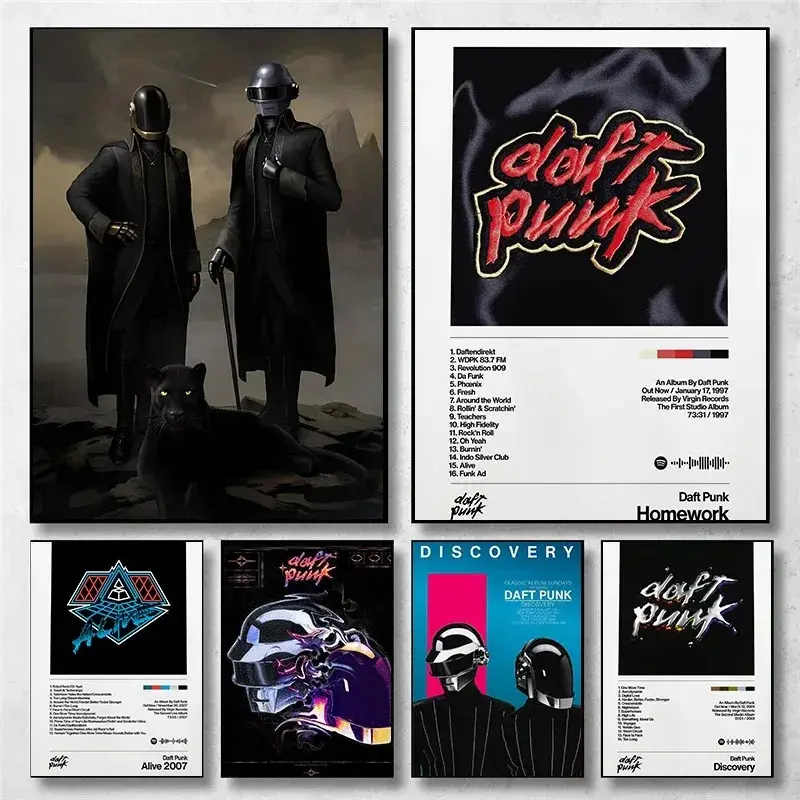 Vintage Daft Punk 1997 album music legend art poster canvas painting wall prints picture for Living Room Music studio home decor