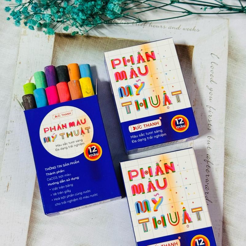 1 hộp/ combo3 hộp/ combo 5 hộp, Phấn màu viết bảng, phấn mỹ thuật Đức Thanh, phấn vẽ trang trí bảng