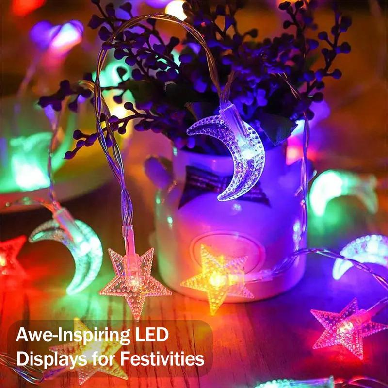 Moon & Star Shaped LED Night Light, Battery Powered LED String Light, Hanging Decorations for Home Decoration Party 7