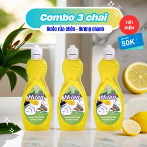 [Combo 3 chai] Nước rửa chén Đậm Đặc - 3 x 750ml - Hương chanh - Đánh bay dầu mỡ - Kháng khuẩn hiệu quả kitchen cleaner Làm Sạch