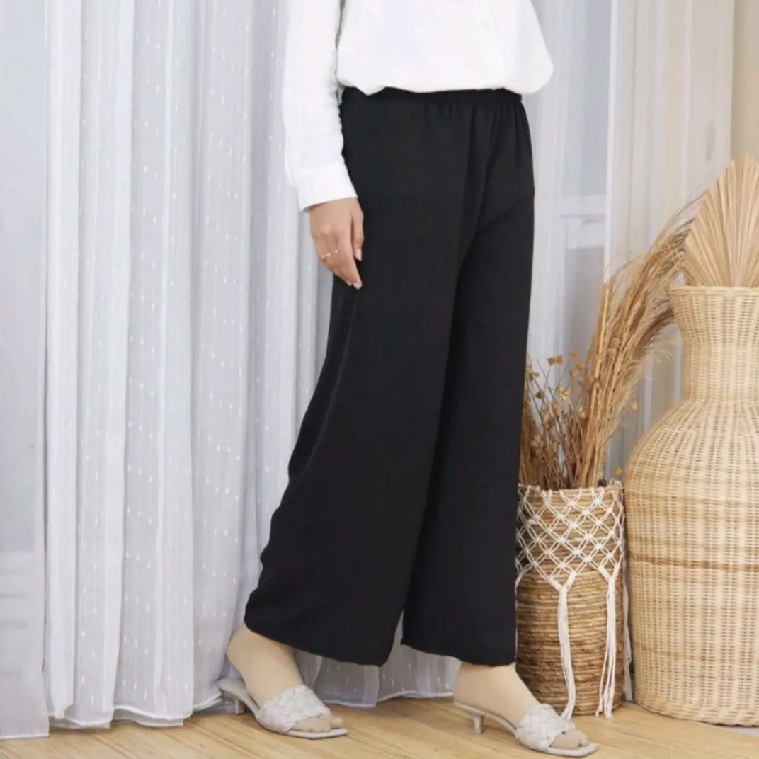 VIOLET HIGHWAIST LOOSE PANTS CELANA KULOT KRINGKEL AIRFLOW PREMIUM Polos Putih Navy Cokelat Hitam Lembut Panjang Variasi Wanita Crinkle Bawahan Karet