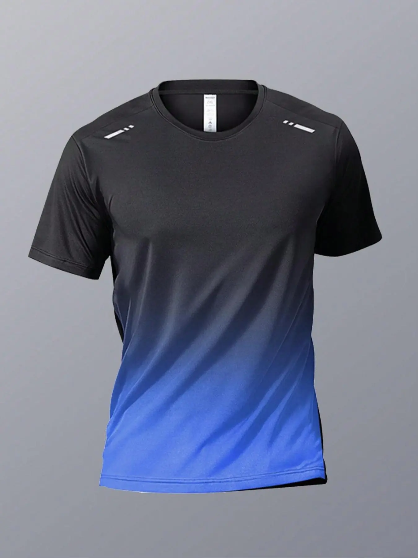 Men's Ombre Print Sports Tee, Regular Fit Casual Quick Drying Breathable T-shirt for Basketball Running Gym Workout, Men's Sportswear