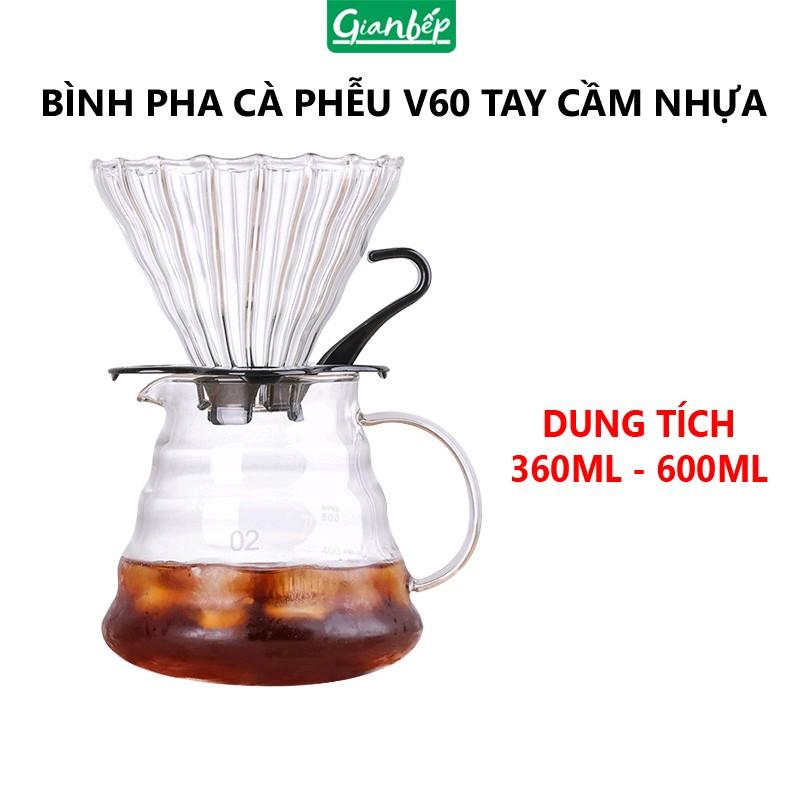 Bình thủy tinh kèm phễu V60 pha cà phê Pour Over 360ML 1