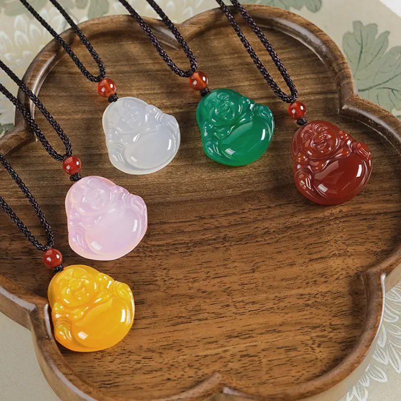 Mặt Dây Chuyền Chalcedony, Chất Liệu Chalcedony Tự Nhiên, Màu Trắng, Thích Hợp Cho Nam Giới, Phật Maitreya Mã Não, Mặt Dây Chuyền Khắc Tinh Tế, Vòng Cổ Trang Sức