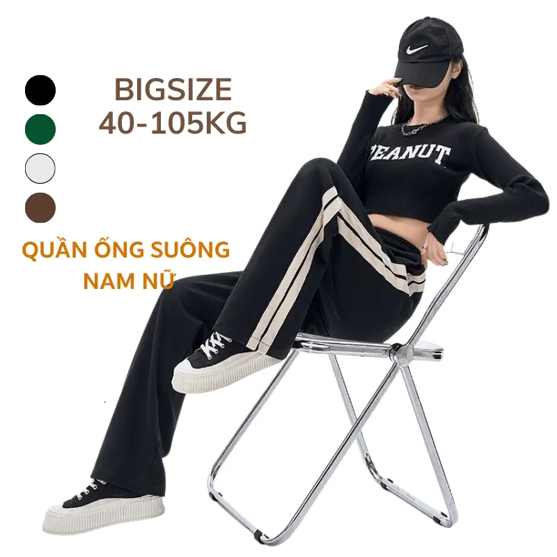 40-105Kg Quần 2 sọc suông Nam Nữ thun ống rộng Bigsize nhiều màu Pants Women Ong Men