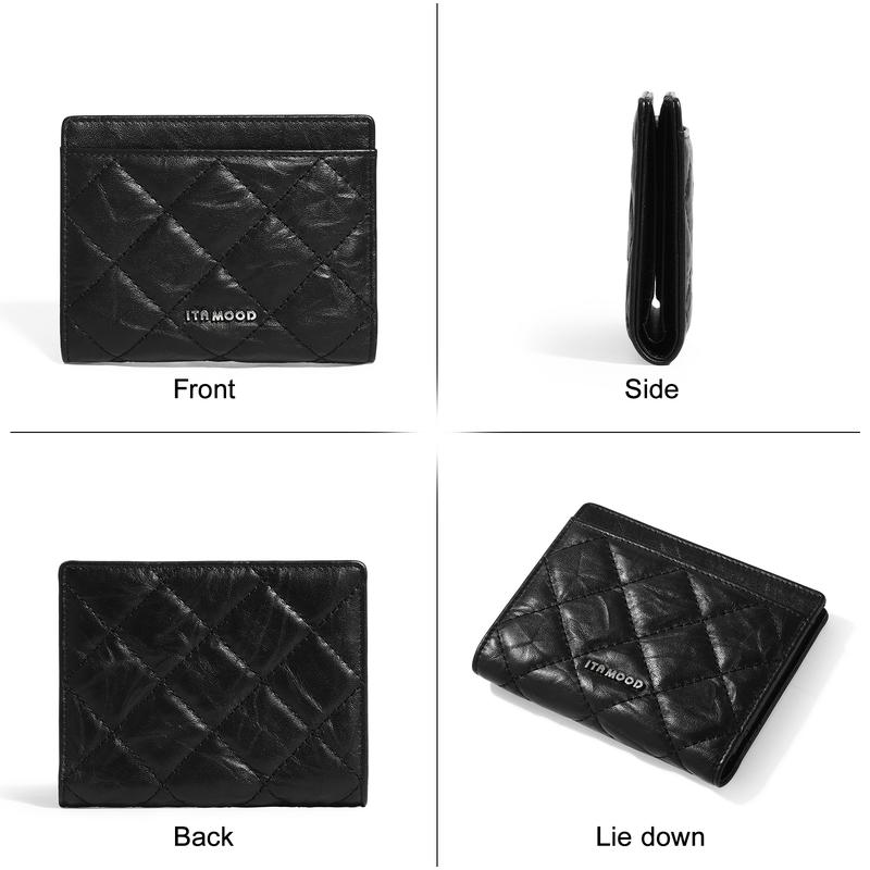 Product Introduction of ITAMOOD Genuine Leather Wallet Clutches Card Bag Integrated Anti Demagnetization Purse Short Women's Compact Zero Wallet 4