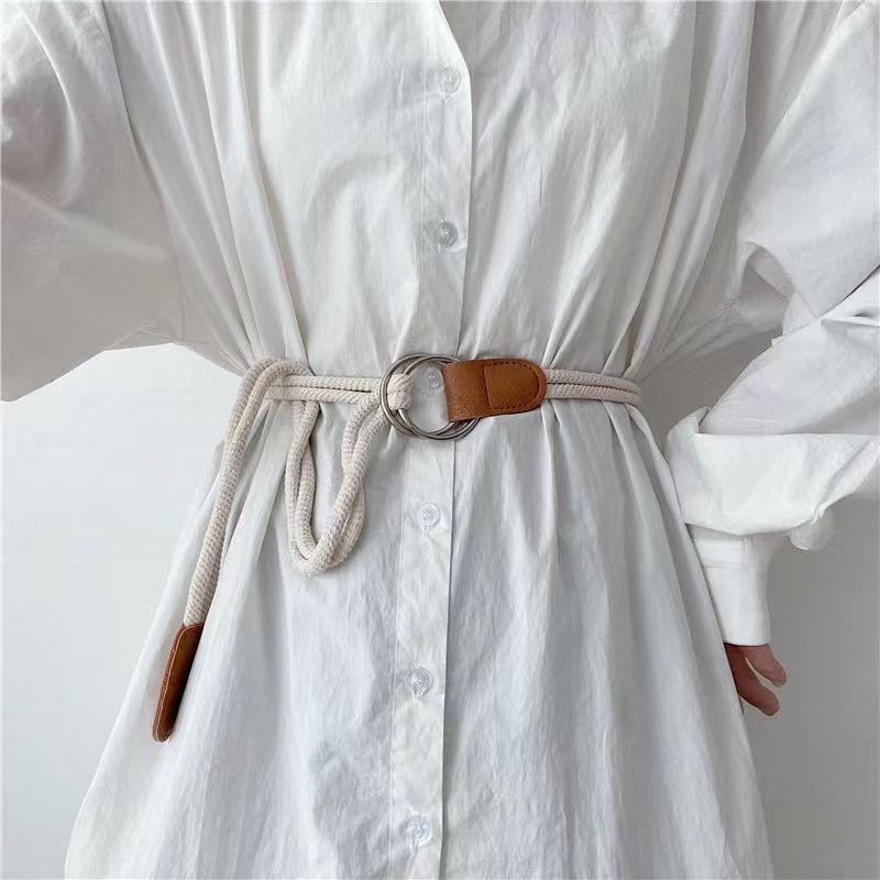 Product Introduction of Dây Chuyền Đeo Hông, Thiết Kế Dây Cotton Đơn Giản Và Dễ Phối Đồ Thắt Lưng Mỏng Thắt Nút Vòng, Dây Thắt Lưng Trang Trí, Màu Trắng Rừng, Phong Cách Mới, Thích Hợp Cho Trang Phục Thường Ngày 1