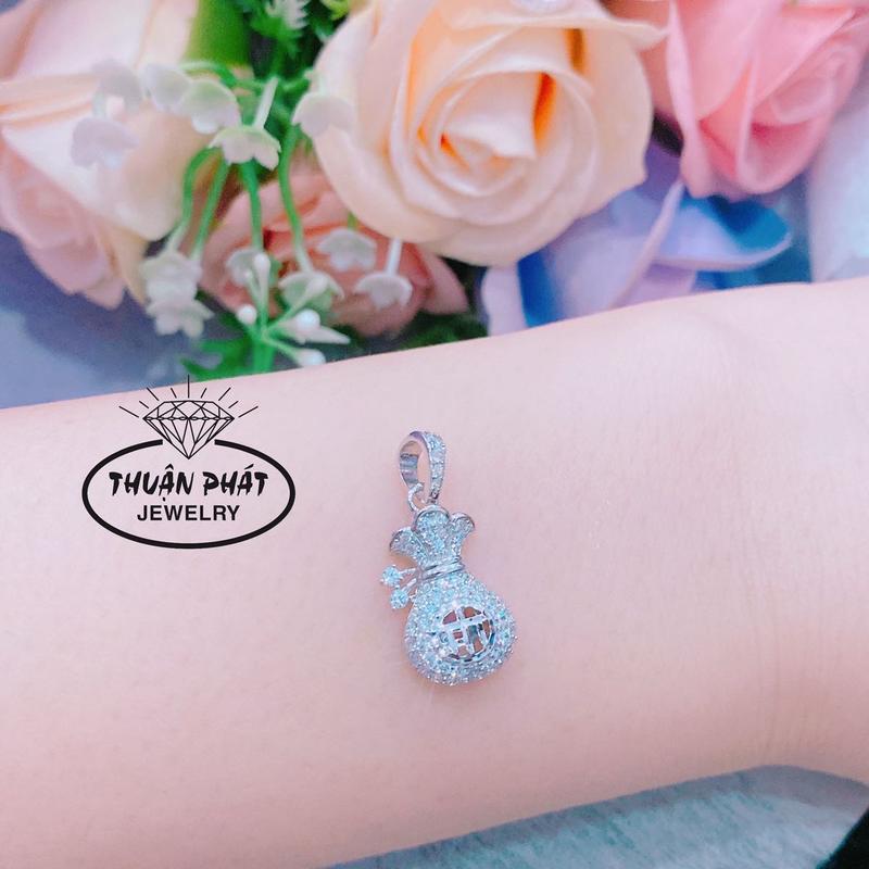 Phụ Kiện Mặt Dây Chuyền M05 Nữ Charm Túi Tiền Tài Lộc Đeo Cổ Phong Thuỷ Trang Sức Bạc Ý Xi Kim- Bạc Thuận Phát Hoa