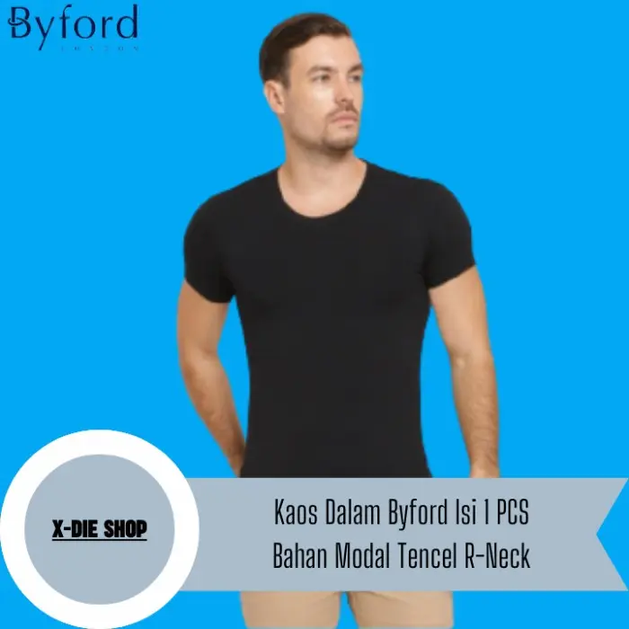 Kaos Dalam BYFORD isi 1 Pcs Bahan Modal Tencel Super Soft Hitam Putih 1