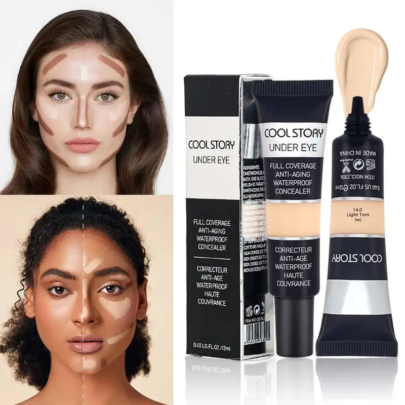 Long Lasting Concealer & Foundation, 1 Count Waterproof Full Coverage Flawless Makeup Cream, Makeup Product for Women & Girls, Cosmetic 4