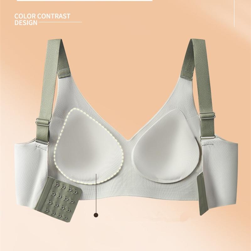 Seamless Contrasting Color Fixed Cup Women's Underwear, Push-up And Comfortable, Breast-shrinking And Beautiful Back Bra 4