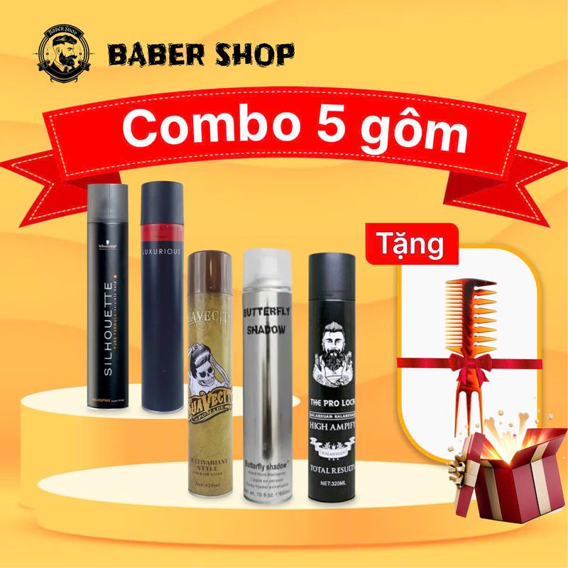 Combo 5 chai xịt tạo kiểu nam nữ giữ chăm sóc và lưu hương thơm lâu tặng kèm lược xịt giữ nếp tóc