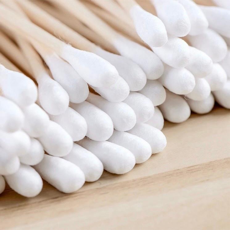 Tăm bông cán gỗ 2 đầu, bịch 100 cây, tiết kiệm trong việc vệ sinh mi, tháo mi (dụng cụ nối mi) 4