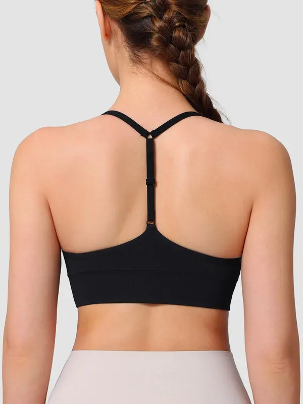 Women's Solid Color Sports Bra, Adjustable Strap Y Back Design Bra, Breathable Comfortable Sports Bra for Yoga Gym Workout Exercise, Activewear, Workout Clothes Women 6