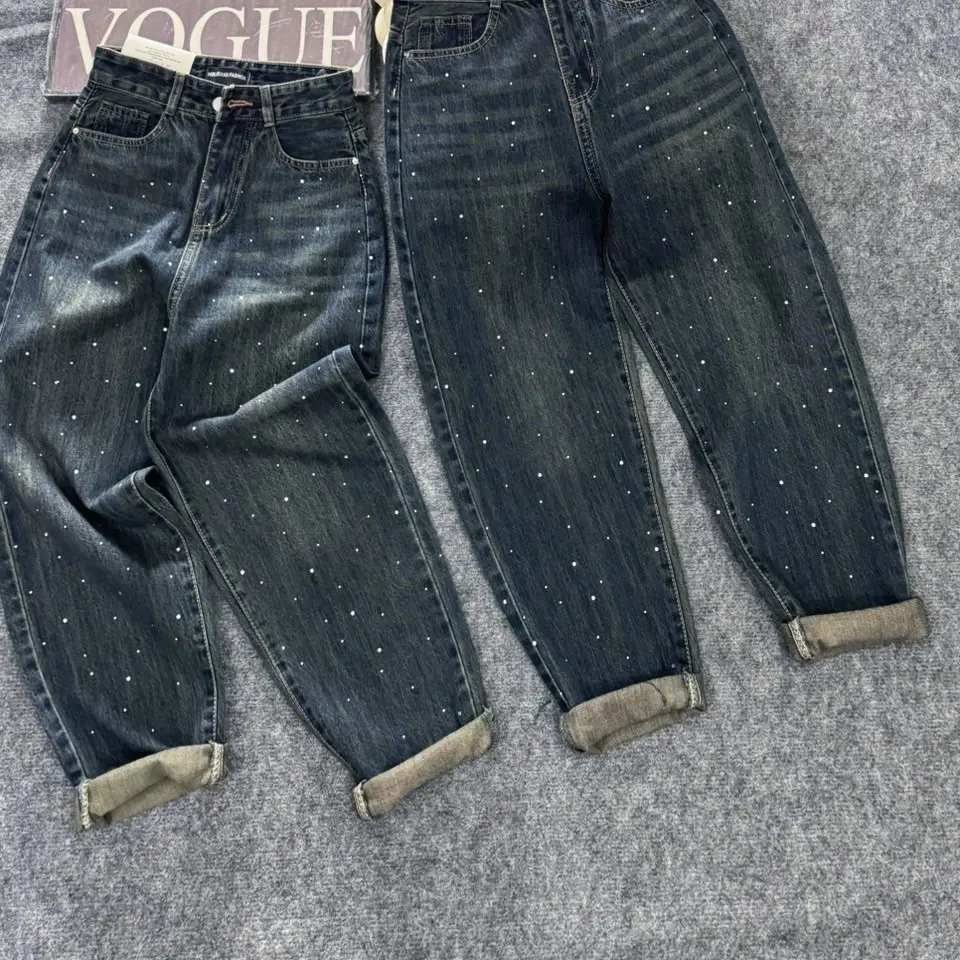 quần jean baggy ép đá mới  về  lưng siêu cao hàng  QC Nữ Women Pants Voi