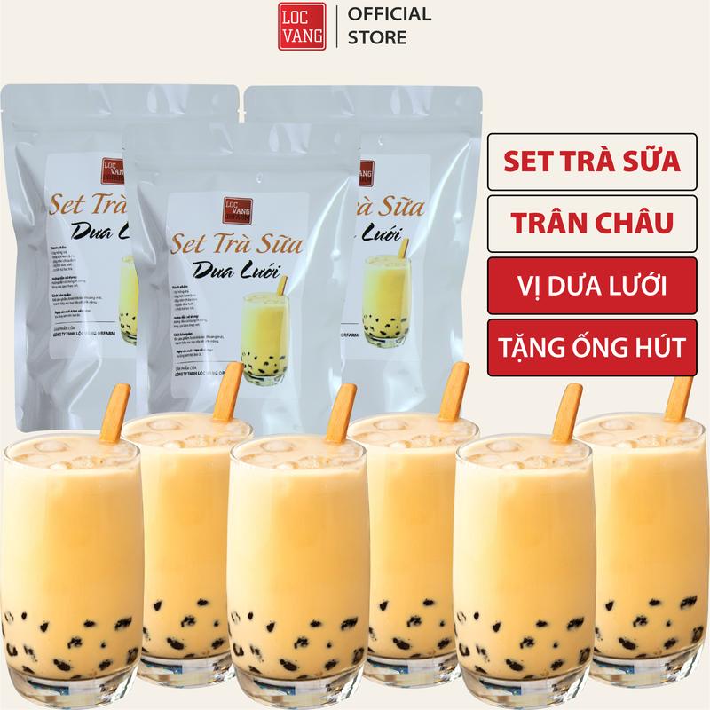 Set Trà Sữa Trân Châu Làm 15 Ly Vị Dưa Lưới LỘC VÀNG