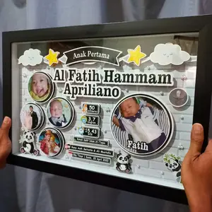 Biodata Baby 3D 15R - Bingkai Kelahiran Anak Biodata Pop Up Pigura Pajangan Papan Nama Kelahiran Nama Bayi Newborn Kado Bayi  Kaca Figura Foto Kertas Gantungan