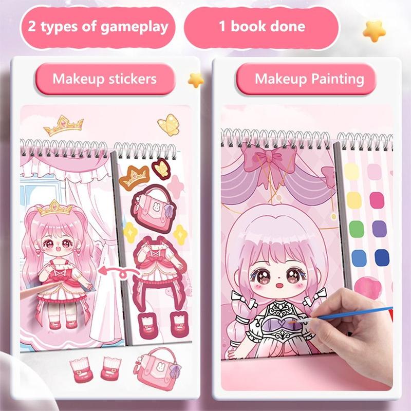 Creative Multicolor Dress Up Scene Stickers Stress Relief Papper Clothes Coloring Book Makeup Decals Clothes Coloring Makeup Dressing Stickers for Kids Adult 5