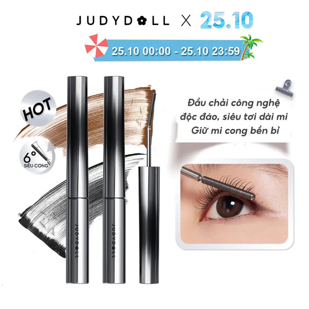 Sắt Uốn Lông Mi, JUDYDOLL, 3D, Mascara, Ống Thép, Không Thấm Nước, Làm Dài, Chống Nhòe, Uốn Cong Màu Nâu, 2g Trang Điểm Mỹ Phẩm