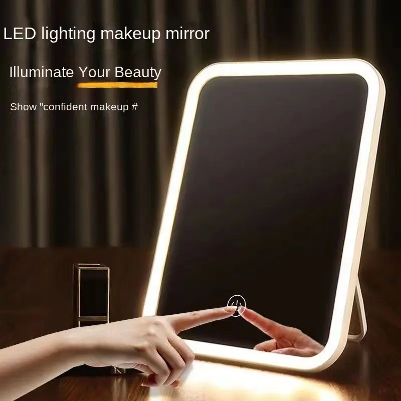 Gương Trang Điểm Led, Phong Cách Người Nổi Tiếng Trên Internet, Có Đèn, Thích Hợp Cho Ký Túc Xá Và Phòng Ngủ, Sạc Và Nguồn Sáng Phụ, Gương Trang Điểm, Để Bàn, Thích Hợp Cho Phòng Cho Thuê Nữ Cosmetic 2