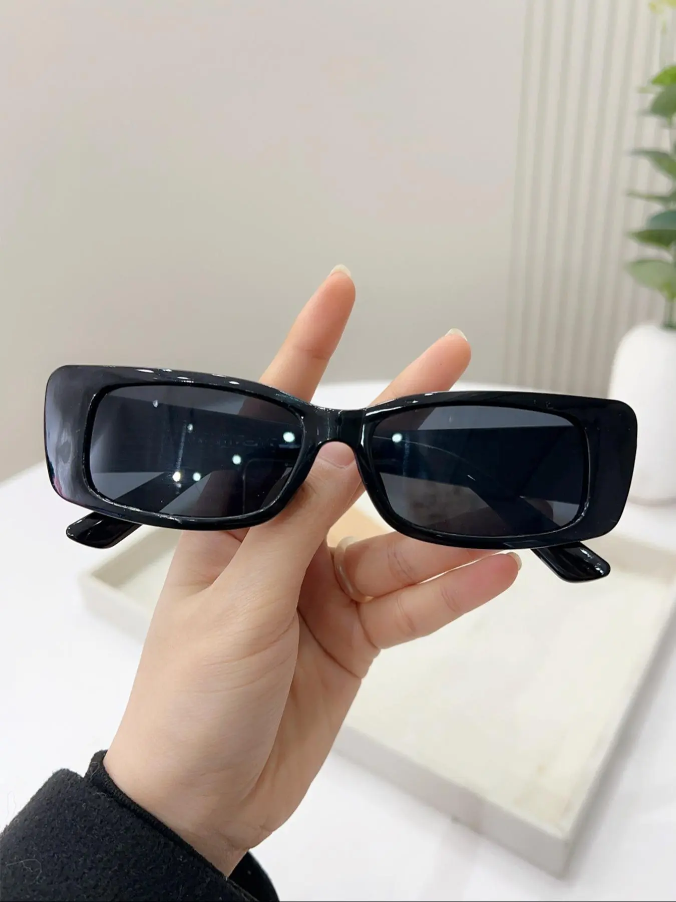 Unisex Simple Style Plain Color Sunglasses, Trendy Casual Sunglasses for Everyday Use, Fashion Accessories for Outdoor Activities