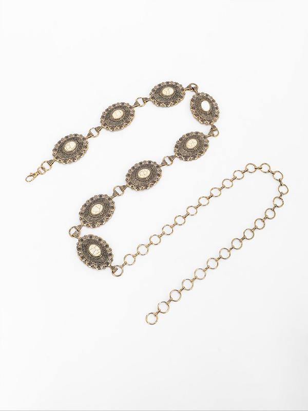 Women's Baroque Style Chain Belt with Geometric Decoration, Casual Trendy Waist Belt, Fashion Accessories for Clothes Decoration for Dress 7
