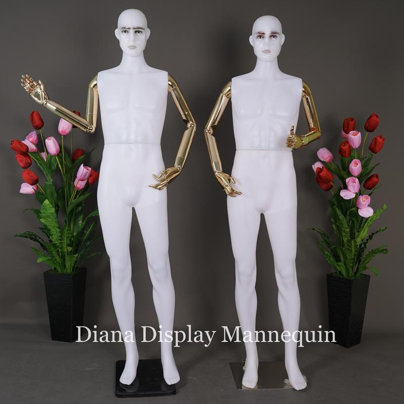 MANEKIN FULLBODY PRIA DENGAN TANGAN ROBOT PLASTIK MOTIF KAYU ATAU EMAS 4