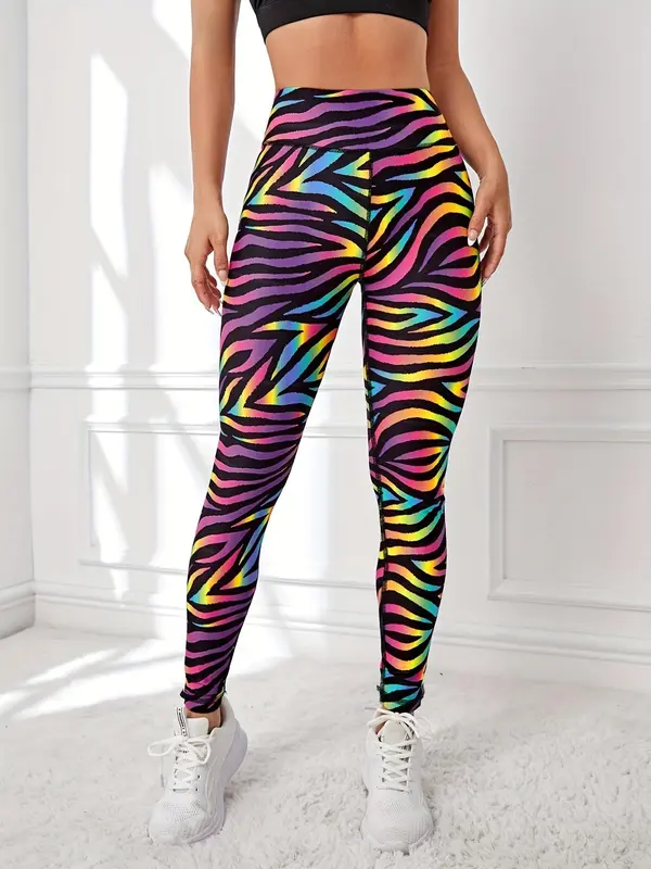 Women's Ombre All Over Print High Waist Yoga Leggings, Summer Casual Sporty Comfy Breathable Skinny Pants for Yoga Gym Workout Running, Women Sport & Outdoor Clothing for All Seasons 1