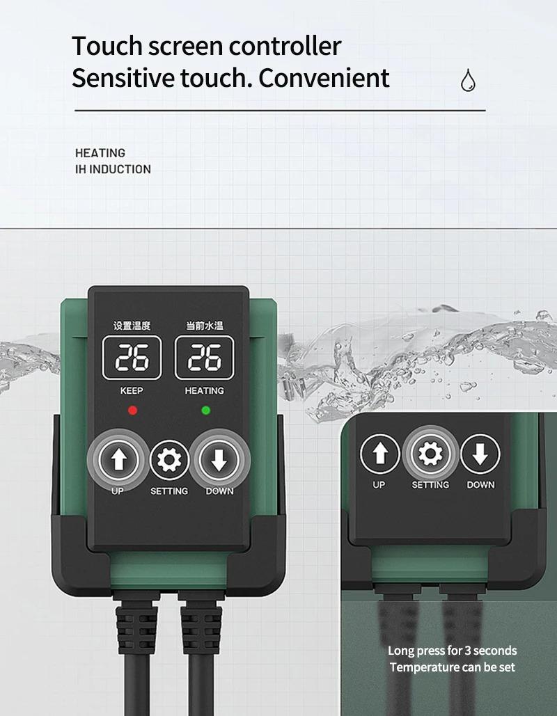 Product Introduction of New Aquarium Submersible Heater Fish Tank LCD Display Adjustable Water Heating Rod Constant Auto Temperature 23