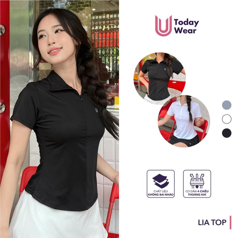 Lia Top - Áo thể thao cổ polo khoá Today U Wear vải thoáng mát thấm hút mồ hôi tập gym yoga Sport