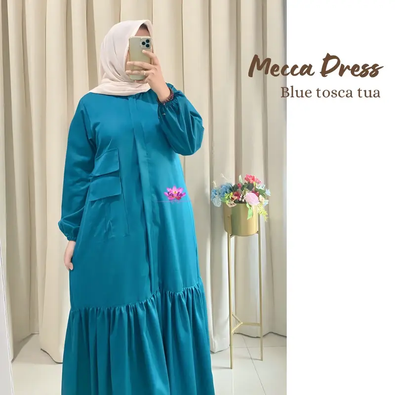 Mecca dress busui resleting full depan bawah mekar tangan karet 1