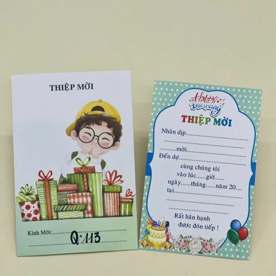 Thiệp mời sinh nhật - xấp 10 thiệp giá rẻ