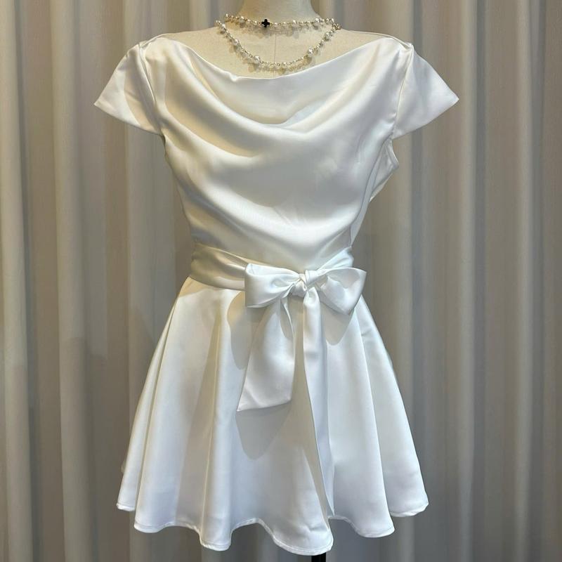 BERRY - Đầm lụa tô châu tay ngắn dáng ngắn, dáng váy xòe, hàng thiết kế 2 lớp, lên form siêu chuẩn (KÈM QUẦN KÈM DÂY ĐAI)  Dress Women 5