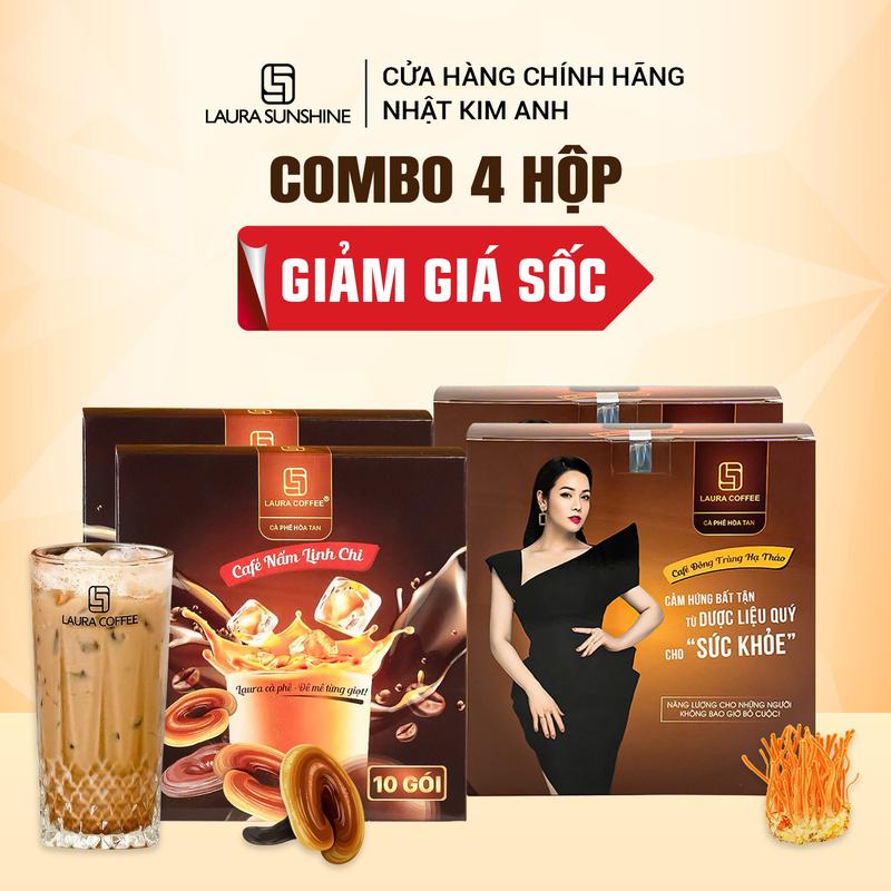 [GIẢM GIÁ KHÔNG QUÀ] Combo 4 Hộp Cà phê hòa tan cao cấp Laura Sunshine (4 hộp x 10 gói)