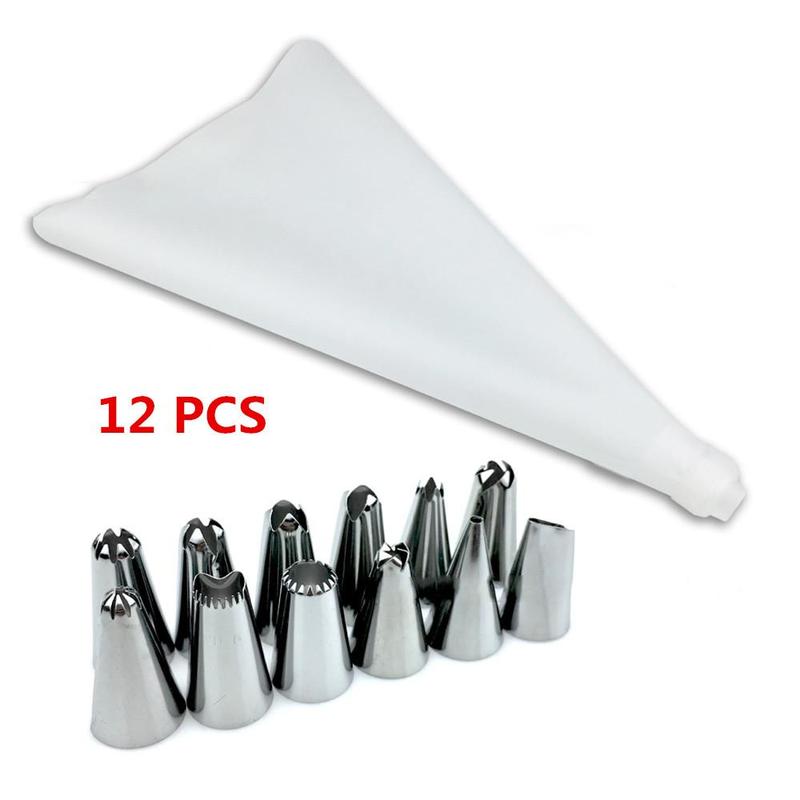 Product Introduction of ID HOME 12 PCS Set Silicone Cream Reusable Pastry Bag+10 Nozzle Set Alat Dekorasi Kue 17