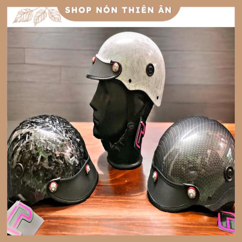 Nón Bảo Hiểm Thời Trang - Nhúng CarBon Nano Bóng - Gắn 3 Ốc Salaya Siêu Đẹp