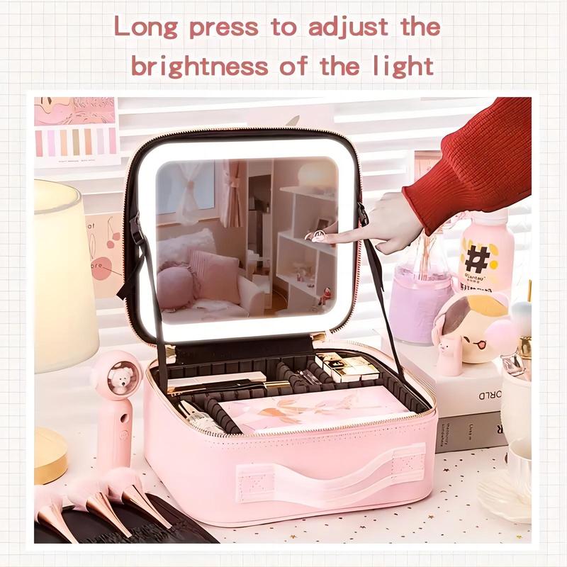 Product Introduction of Portable Makeup Bag with Full Screen Mirror, Large Capacity Cosmetic Storage Bag, Summer Cosmetic Gift for Women, Professional Travel Makeup Organizer 11