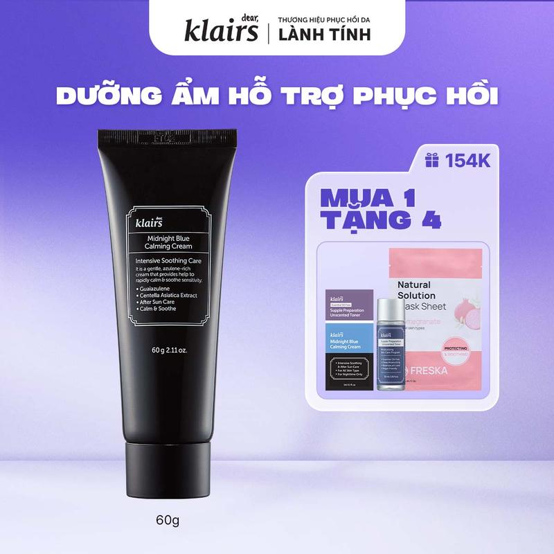 [M]Kem dưỡng Dear, Klairs midnight blue calming cream 60g - hỗ trợ cấp ẩm và phục hồi cho da