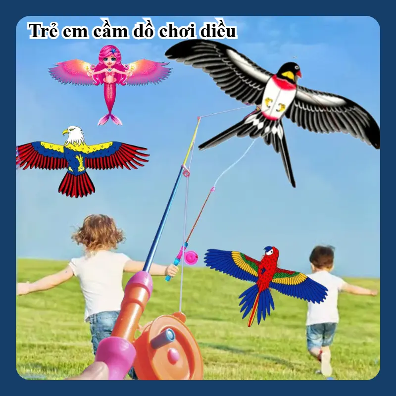 Đồ Chơi Diều Trẻ Em, Thiết Kế Hình Chim Đại Bàng Hoạt Hình, Có Cần Câu, Thích Hợp Cho Các Hoạt Động Ngoài Trời, Đồ Chơi Trẻ Em 0
