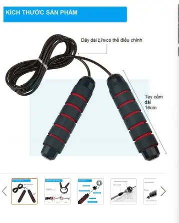 Dây Nhảy Lõi Thép Thể Lực Tập Thể Dục, Thể Thao, MUAY BOXING KICKBOXING 2,7m Siêu Bền Chỉnh Được Độ Dài 0
