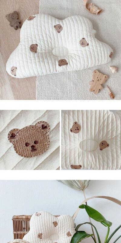 Product Introduction of Baby Pillows Cute Cartoon Bear Olive Korean Embroidered Cotton Breathable Infant Pillow 8