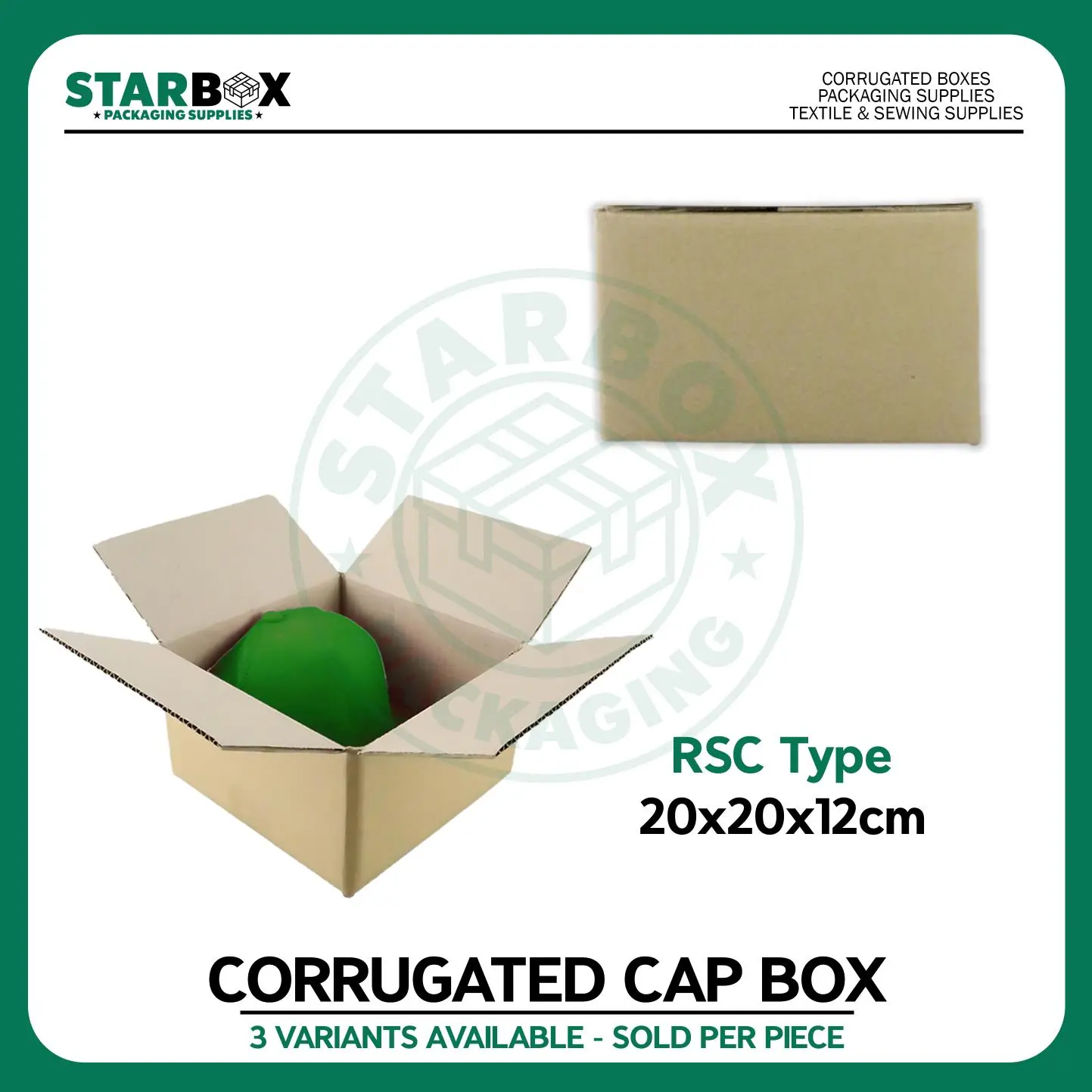 Corrugated Cap Box (3 Variation) MAILER, SNAP LOCK, RSC Box for Caps ...