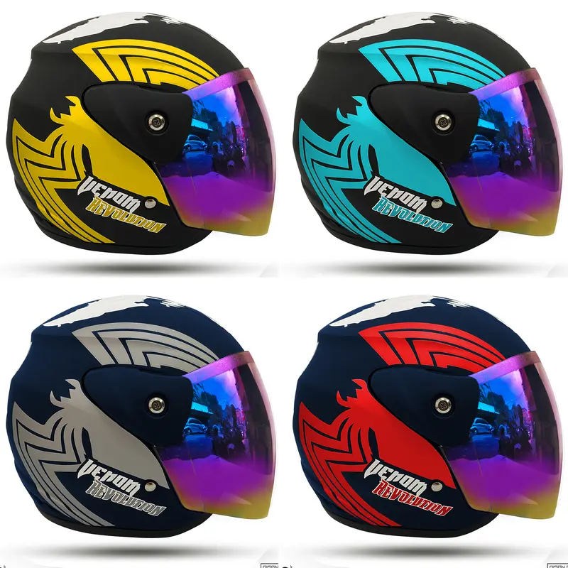 HELM HALF FACE EVO EVOLUTION VENOM SPARTAN KACA SILVER-PELANGI / UNTUK PRIA DAN WANITA DEWASA SNI Motorcycle 4