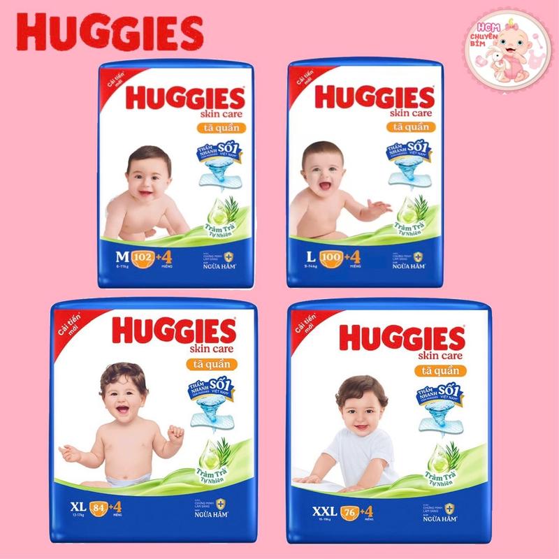 Tã quần Huggies Skincare MegaJumbo M106/ L104/ XL88/ XXL80 miếng Cho Bé