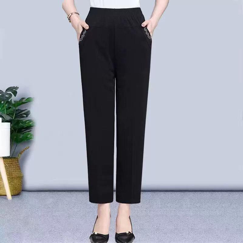 Product Introduction of Quần trung niên nữ ống đứng, quần trung niên cho các chị các mẹ Women Đen Voi Tim 9