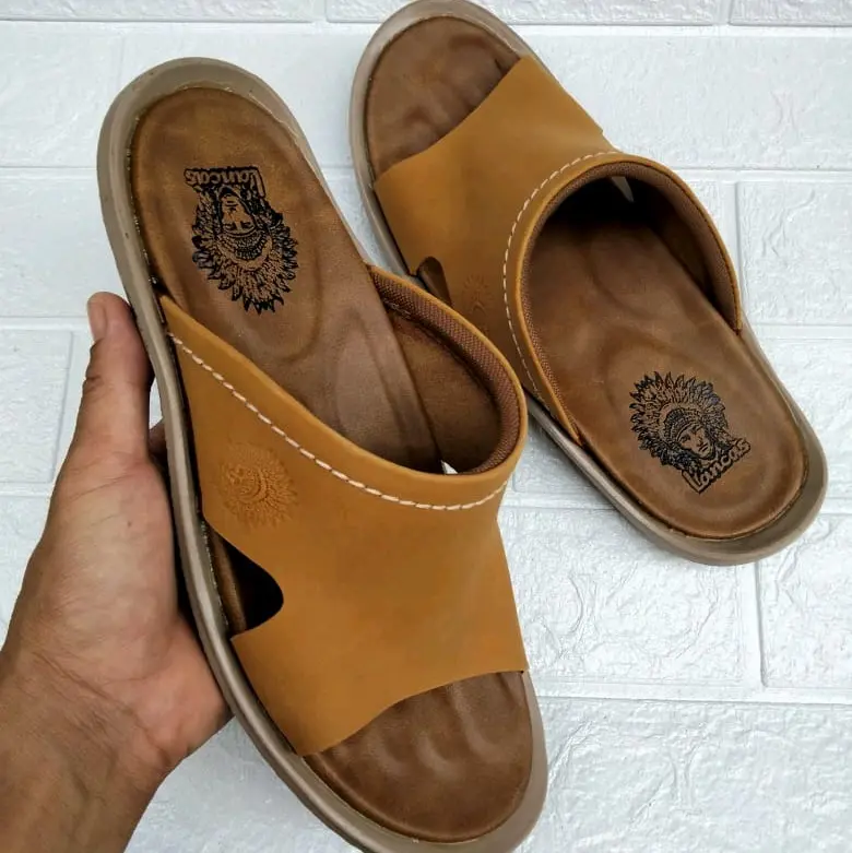 sandal pria kulit asli sole tebal Hak Datar